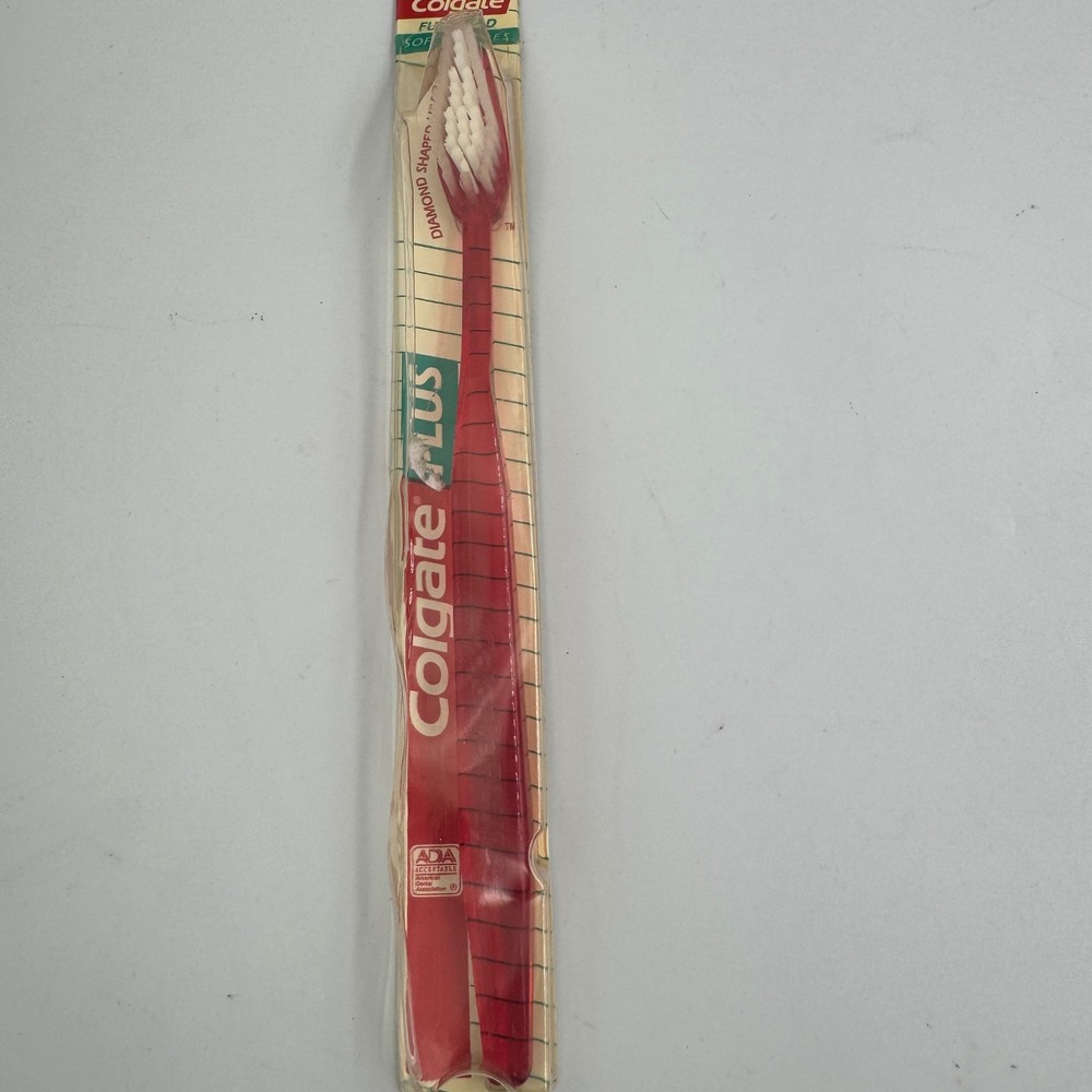 Colgate Plus Toothbrush Adult 2‎ Red Vintage 90s Full Head Soft NEW